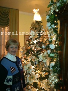 My mom, Kathryn, and her White Wonderland Tree